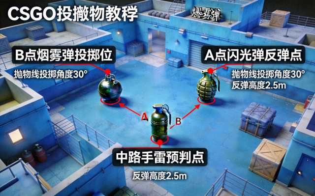 CSGO投掷物高清点位3D视频教学示意图